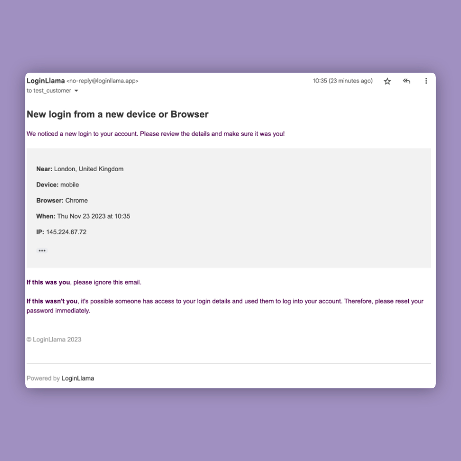 Send emails to your customers when they login on a new device Header Image